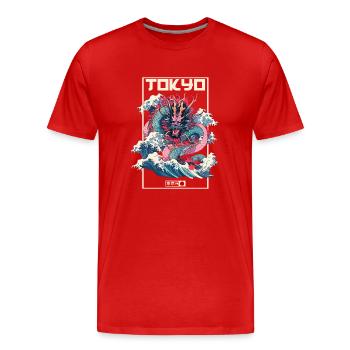 Tokio Asien 80er Japanischer Retro Drache Drachen - Männer Premium Bio T-Shirt - Rot - Vorne - Damien (186cm)