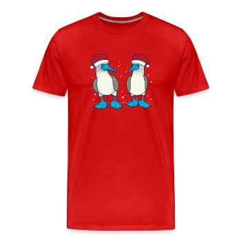 Blaufusstölpel Weihnachten - Männer Premium Bio T-Shirt - Rot - Vorne - Damien (186cm)