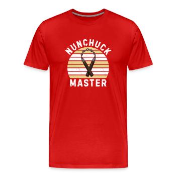 Nunchaku Japan Waffe Japan Training Karate Shurite - Männer Premium Bio T-Shirt - Rot - Vorne - Damien (186cm)