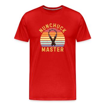 Nunchaku Japon Arme Japon Entraînement Karaté Shurite - T-shirt bio Premium Homme - rouge - Devant - Damien (186cm)
