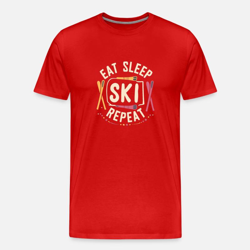 Eat Sleep Ski Repeat - Männer Premium Bio T-Shirt - Rot