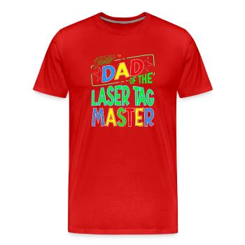 Dad Of the Laser Tag Birthday Boy Master - Männer Premium Bio T-Shirt - Rot - Vorne - Damien (186cm)