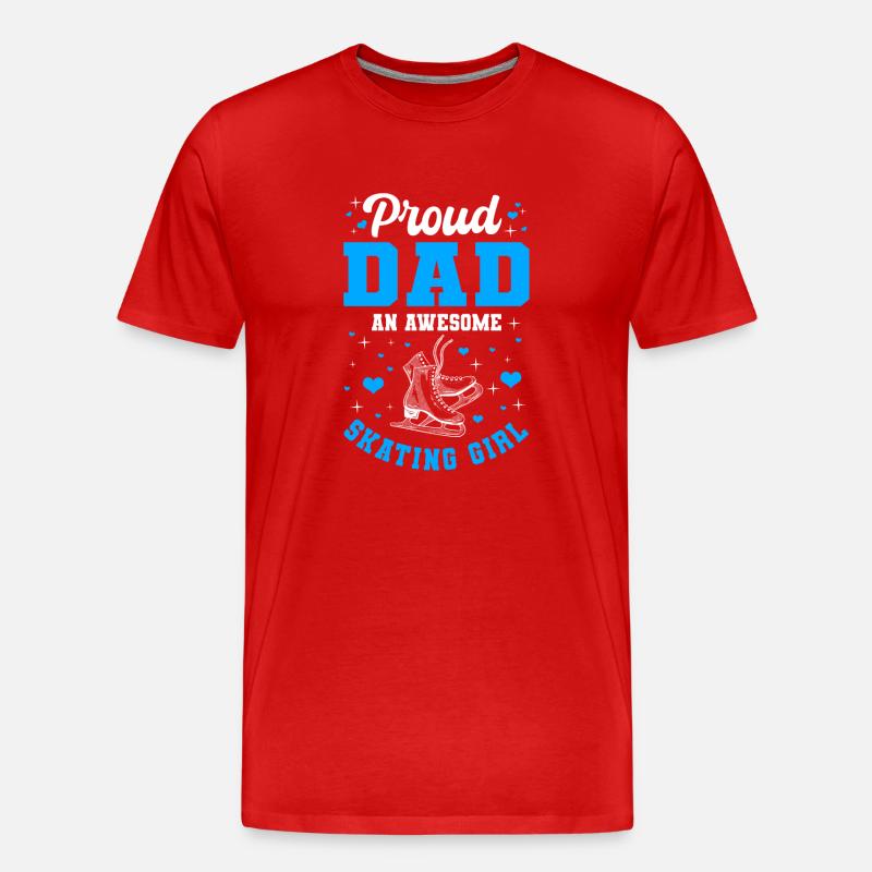 Stolzer Vater Eislaufenden Mädchen - Männer Premium Bio T-Shirt - Rot