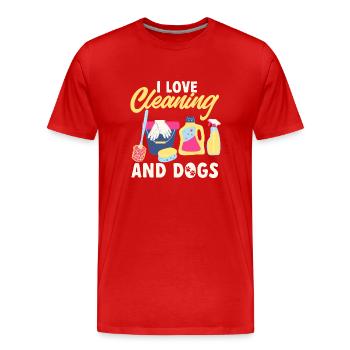 Aide domestique, femme de ménage, femme de ménage - T-shirt bio Premium Homme - rouge - Devant - Damien (186cm)