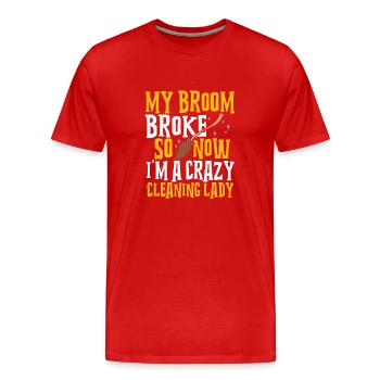 Aide domestique, femme de ménage, femme de ménage - T-shirt bio Premium Homme - rouge - Devant - Damien (186cm)