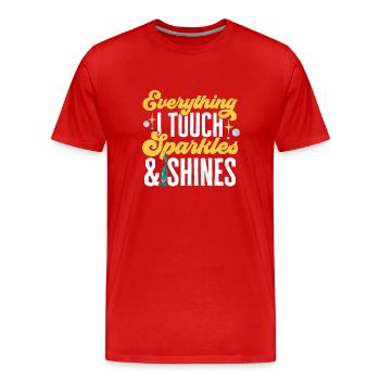 Aide domestique, femme de ménage, femme de ménage - T-shirt bio Premium Homme - rouge - Devant - Damien (186cm)