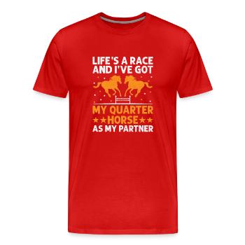 Quarter Horse Américain Équitation Horse Lover Hors - T-shirt bio Premium Homme - rouge - Devant - Damien (186cm)