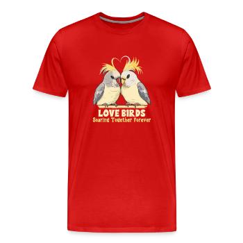 Valentine's Day Lovebirds Bird Motif Romantic - Men's Premium Organic T-Shirt - red - Front - Damien (186cm)