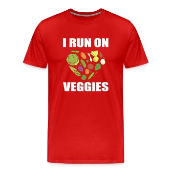 I Run On Veggies Vegan - Männer Premium Bio T-Shirt - Rot - Vorne - Damien (186cm)