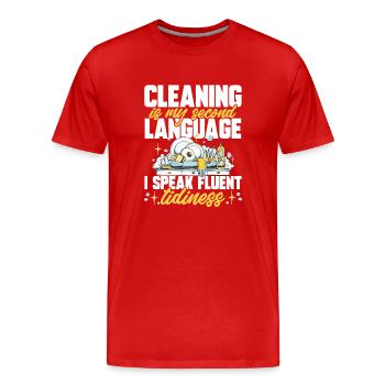 Domestic help, cleaner, housekeeper - Men's Premium Organic T-Shirt - red - Front - Damien (186cm)