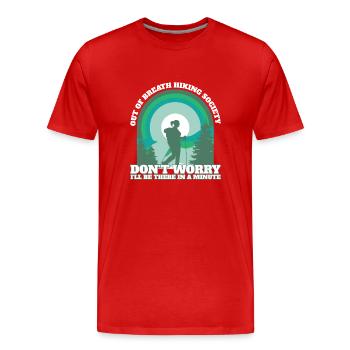 Funny Hiker Out of Breath Hiking Society Trekking - Männer Premium Bio T-Shirt - Rot - Vorne - Damien (186cm)