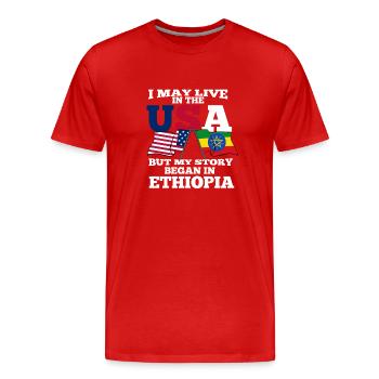 Ethiopia Usa - Men's Premium Organic T-Shirt - red - Front - Damien (186cm)
