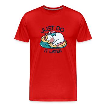 Einhorn Dickes Einhorn Einhorn Chillen Entspannen - Männer Premium Bio T-Shirt - Rot - Vorne - Damien (186cm)