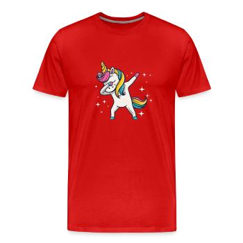 Dabbing Licorne Licorne Dab Dabbing Trend Dance - T-shirt bio Premium Homme - rouge - Devant - Damien (186cm)