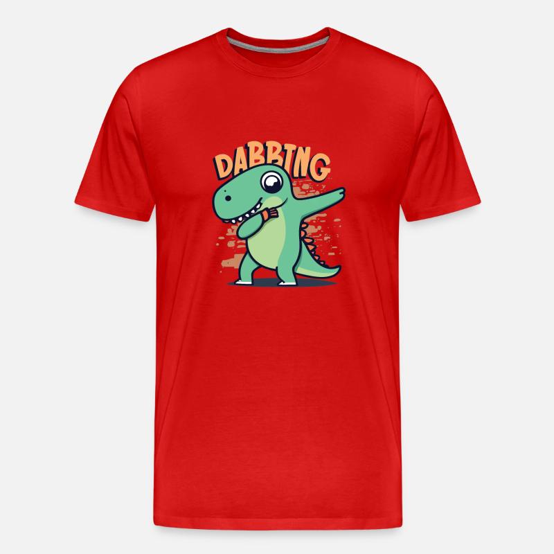 Dabbing Dinosaurier Trex - Männer Premium Bio T-Shirt - Rot