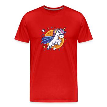 Licorne Super-héros Licornes Licorne Bébé Licorne - T-shirt bio Premium Homme - rouge - Devant - Damien (186cm)