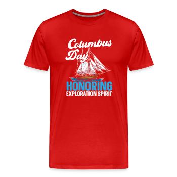Kolumbus-Tag: Ehrung des Entdeckergeistes - Männer Premium Bio T-Shirt - Rot - Vorne - Damien (186cm)