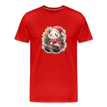 Panda Noël Panda Pandas Panda Noël - T-shirt bio Premium Homme - rouge - Devant - Damien (186cm)