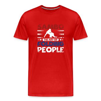Sambo l’art de plier les gens - T-shirt bio Premium Homme - rouge - Devant - Damien (186cm)