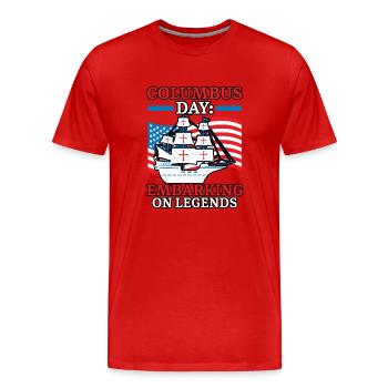 Columbus Day : embarquement sur les légendes de Columbus-T - T-shirt bio Premium Homme - rouge - Devant - Damien (186cm)