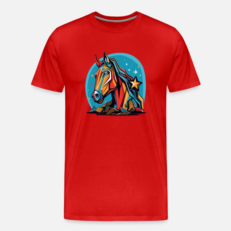 Sterne und ein buntes Pferd - Männer Premium Bio T-Shirt - Rot