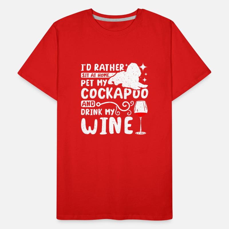 Caresser mon cockapoo et boire du vin T-shirt bio Premium Homme