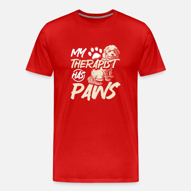 Mon thérapeute a des pattes cockapoo - T-shirt bio Premium Homme - rouge