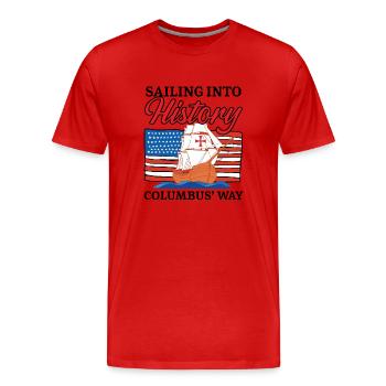 Naviguer dans l’histoire Columbus' Way Columbus Ta - T-shirt bio Premium Homme - rouge - Devant - Damien (186cm)