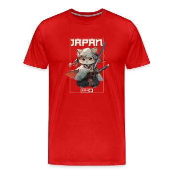 Asia Cat Japanese Samurai Samurai - Men's Premium Organic T-Shirt - red - Front - Damien (186cm)
