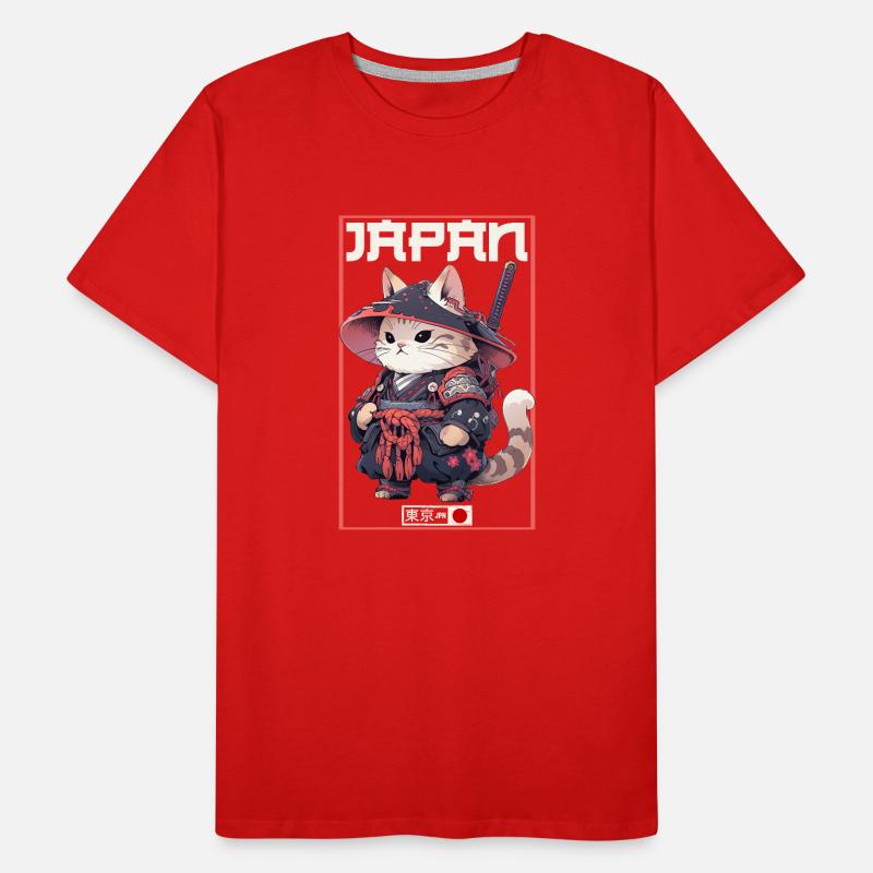 Asia Cat Japanese Samurai Samurai Men's Premium Organic T-Shirt