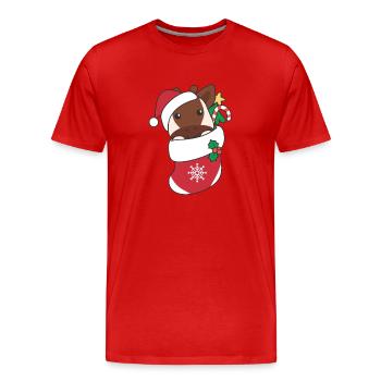 Okapis Noël Neige Hiver Animaux Okapi - T-shirt bio Premium Homme - rouge - Devant - Damien (186cm)