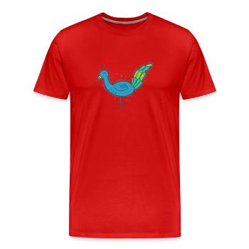 Peacock Animal Colorful Bird Feathers - Men's Premium Organic T-Shirt - red - Front - Damien (186cm)