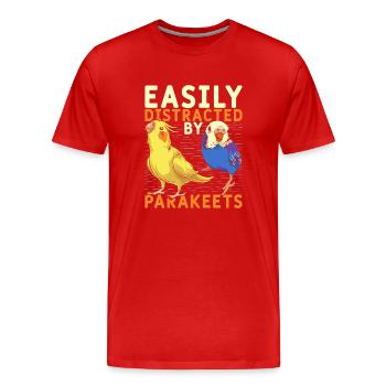 Oiseau amoureux Oiseau Drôle de cadeau Perruche - T-shirt bio Premium Homme - rouge - Devant - Damien (186cm)