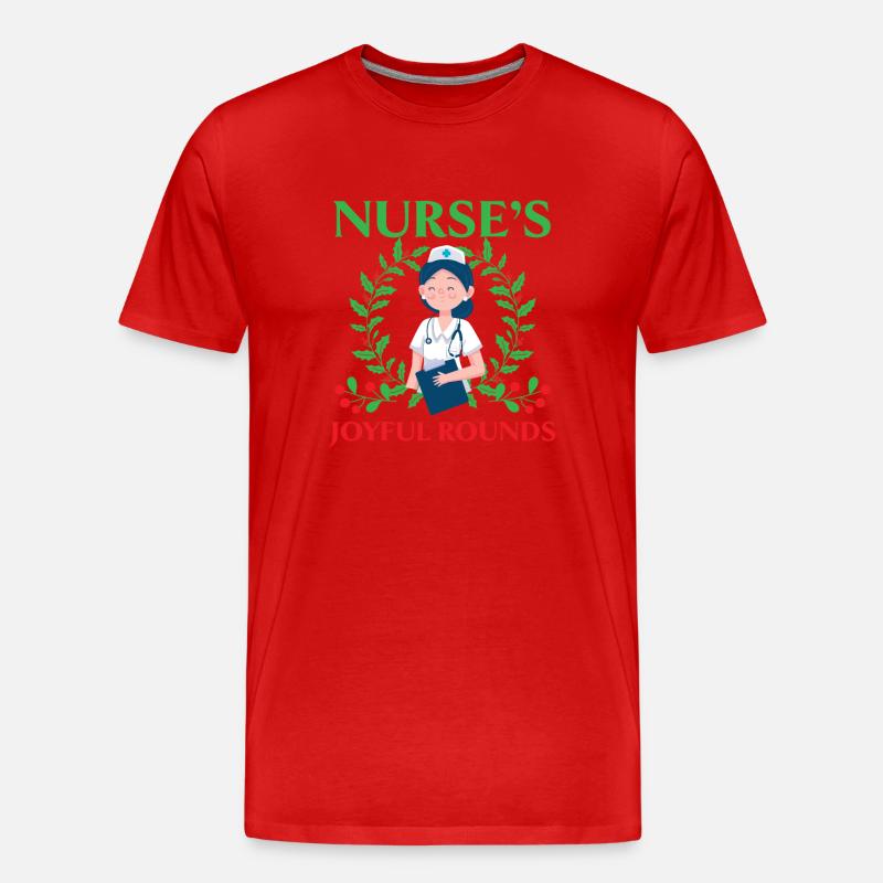 Krankenschwester's Joyful Rounds Krankenschwester - Männer Premium Bio T-Shirt - Rot