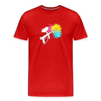 Paintball Gun Silhouette Airsoft Fan Peinture - T-shirt bio Premium Homme - rouge - Devant - Damien (186cm)