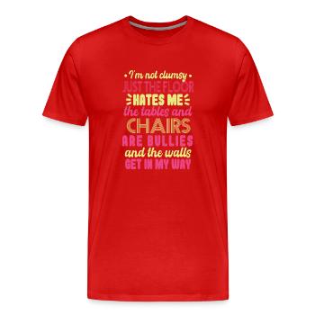 Frauen Tollpatschiger Humor Witz - Männer Premium Bio T-Shirt - Rot - Vorne - Damien (186cm)
