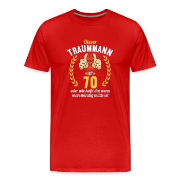 Dieser Traummann ist 70 Jahre 70 Geburtstag - Männer Premium Bio T-Shirt - Rot - Vorne - Damien (186cm)