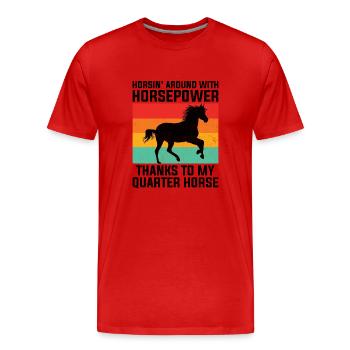 American Quarter Horse Equestrian Horse Lover Hors - Men's Premium Organic T-Shirt - red - Front - Damien (186cm)