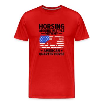 American Quarter Horse Equestrian Horse Lover Hors - T-shirt bio Premium Homme - rouge - Devant - Damien (186cm)