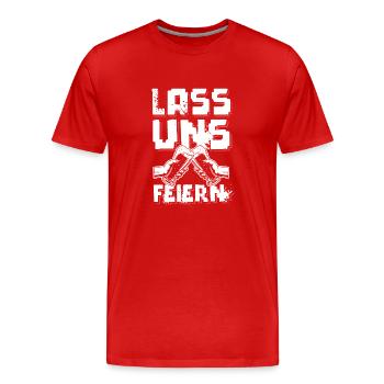 bier feiern - Männer Premium Bio T-Shirt - Rot - Vorne - Damien (186cm)