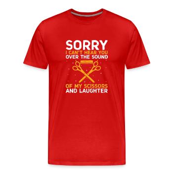 Coiffeur Coiffeur Coiffeur Coiffure Coiffure - T-shirt bio Premium Homme - rouge - Devant - Damien (186cm)