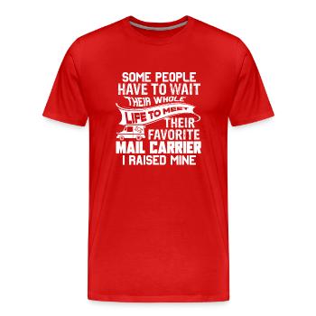 Mail Carrier Proud Parent Of A Mail Carrier - Men's Premium Organic T-Shirt - red - Front - Damien (186cm)