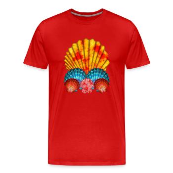 Sommerurlaub Geschenk Farbenfrohes Muschel - Männer Premium Bio T-Shirt - Rot - Vorne - Damien (186cm)