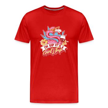 Oh Schluck, es ist ein Mädels-Trip - Männer Premium Bio T-Shirt - Rot - Vorne - Damien (186cm)