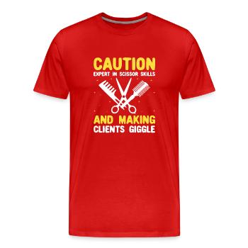 Coiffeur Coiffeur Coiffeur Coiffure Coiffure - T-shirt bio Premium Homme - rouge - Devant - Damien (186cm)