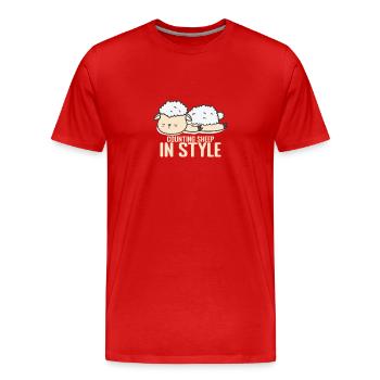 Compter les moutons en pyjama de style pyjama - T-shirt bio Premium Homme - rouge - Devant - Damien (186cm)