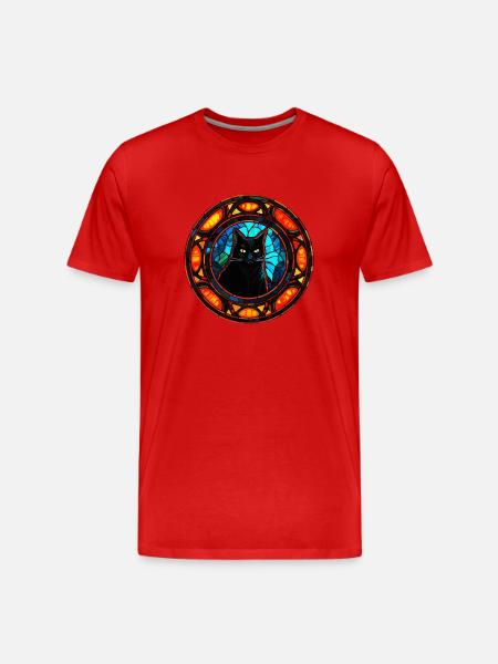 Cool Stained Glass Art Cat for Men and Women - Men's Premium Organic T-Shirt - red