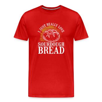 Ich Liebe Sauerteigbrot - Männer Premium Bio T-Shirt - Rot - Vorne - Damien (186cm)