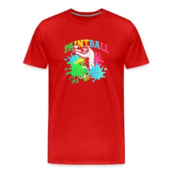 Retro Vintage Paintball Player Équipe de paintball - T-shirt bio Premium Homme - rouge - Devant - Damien (186cm)