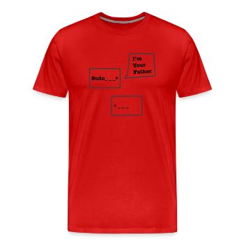 Linux Sudo - Men's Premium Organic T-Shirt - red - Front - Damien (186cm)